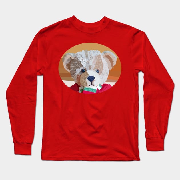 Teddy Bear Portrait Long Sleeve T-Shirt by ellenhenryart